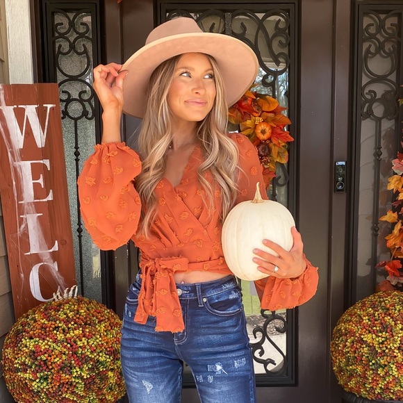 Rust Swiss Dot Crop Top - Picture 1 of 1